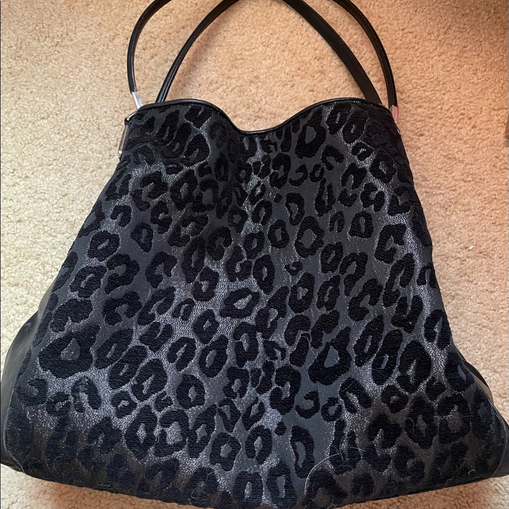 Authentic Coach Black and Silver Leopard Purse
